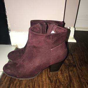 Maroon suede booties
